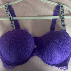 Victoria's Secret Purple Lace Bra with Rhinestone Straps